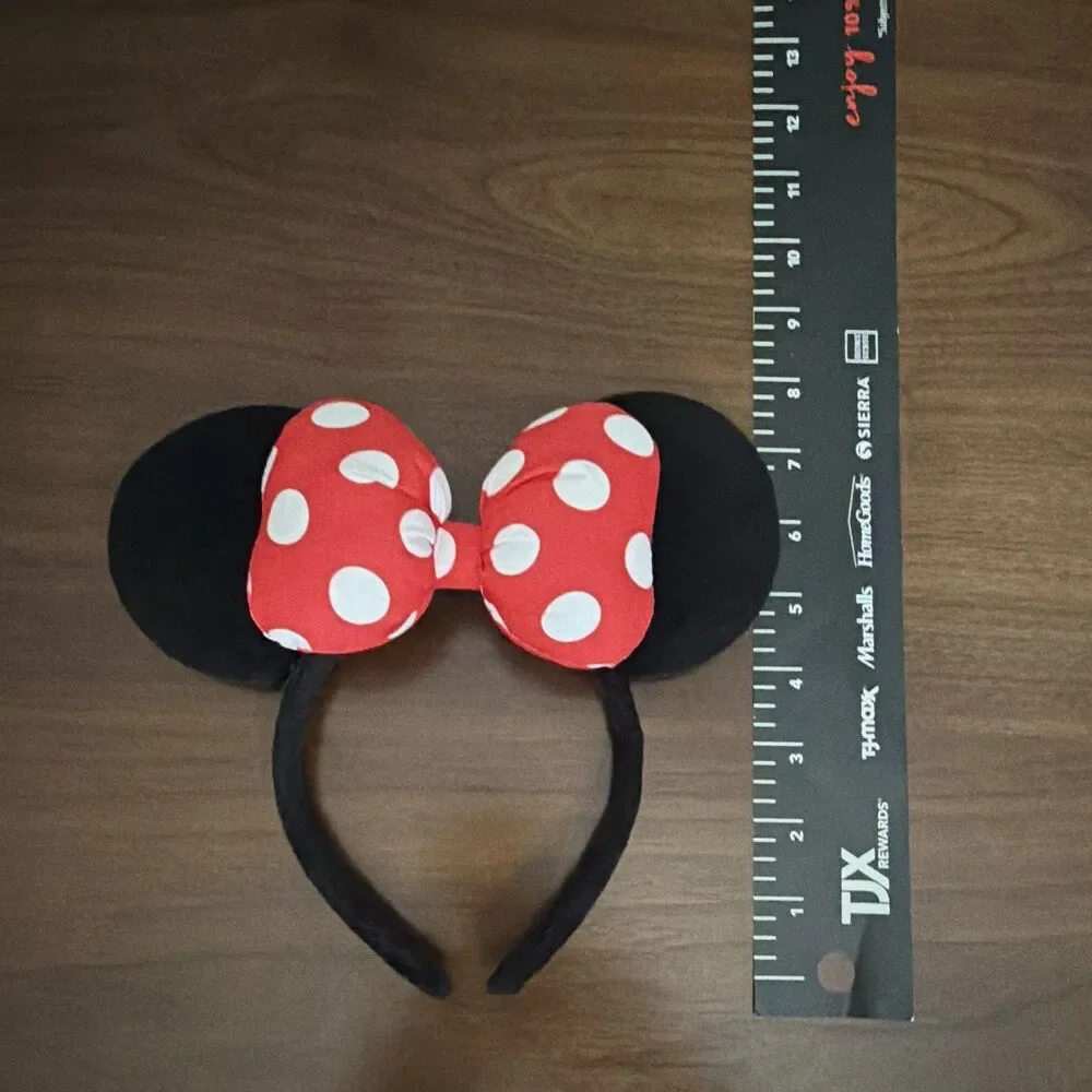 MINNIE MOUSE Red  White Polka Dot PUFFY  BOW Ears Headband  Costume No Logo